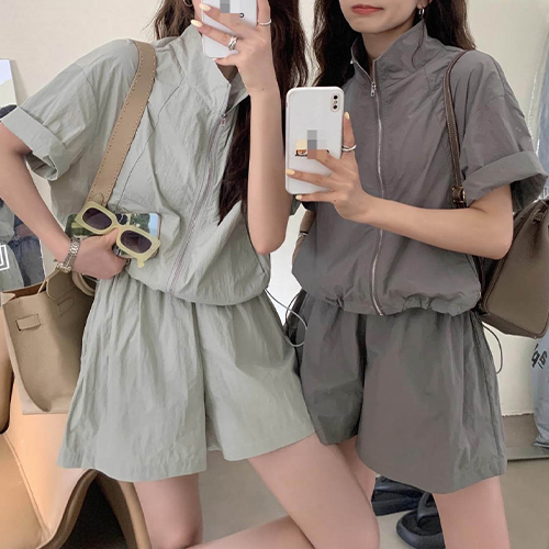 서머쿨 이지웨어 하이넥 점퍼&반바지 2SET