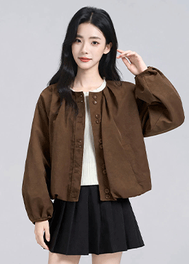브라운 볼륨핏 세미크롭 데일리 점퍼