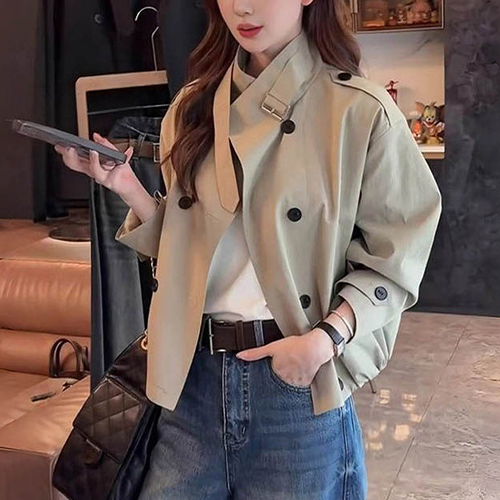 트렌치 버클 하이넥 클래식 점퍼