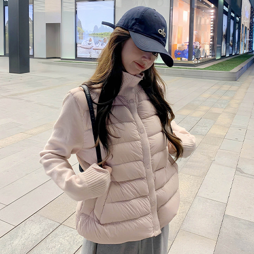 🚨반값 찬스, 자정 끝🌙하이넥 니트 배색 경량 패딩 점퍼