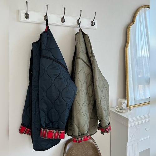 체크 리버시블 퀼팅 양면 누빔 패딩점퍼#