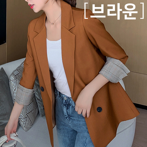 ◈[당일발송]  턴업 체크 더블 버튼 테일러드 자켓