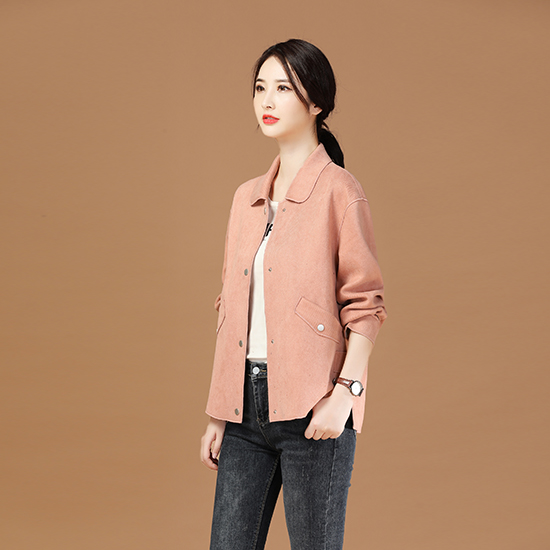 핑크 플랫카라 스웨이드 자켓
