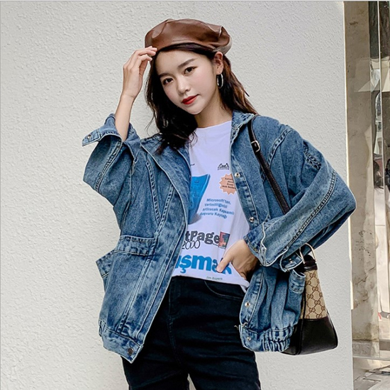 사선 포켓 밴딩 디테일 빈티지 데님 자켓