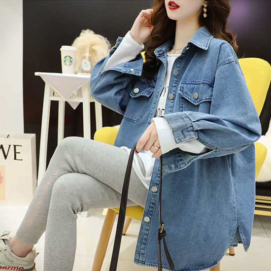 ◈[당일발송] 플랩 포켓 옆트임 루즈핏 데님 자켓