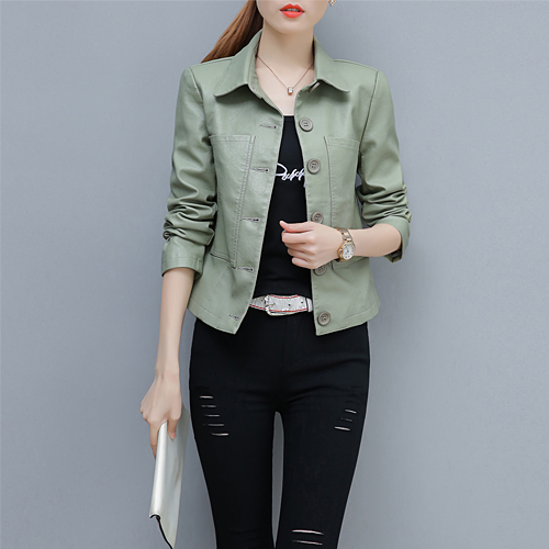 ◈[당일발송] 페이크 레더 카라 싱글 자켓 