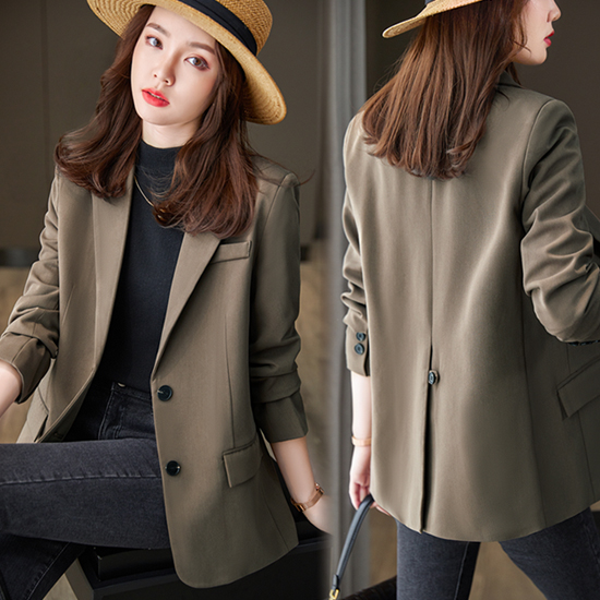 백 버튼 테일러드 카라 플랩 포켓 자켓