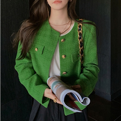 ◈[당일발송] 골드버튼 베이직 트위드 자켓