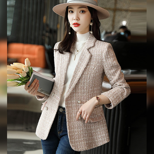 [당일발송]테일러드 카라 트위드 하프 자켓