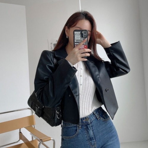 레더 크롭 자켓