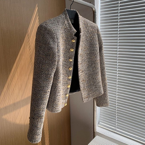 ◈[당일발송] ★금요특가 자정마감 50%★골든 버튼 노카라 트위드자켓