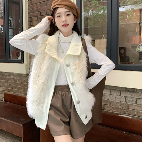 카라 니트 퍼조끼