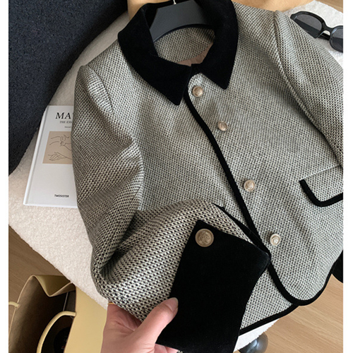 [당일발송] ★일요특가 자정마감 50%★배색 카라 트위드 자켓