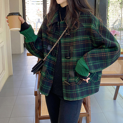 ◈[당일발송] ★토요특가 자정마감 50%★체크 하프 더플 코트 자켓