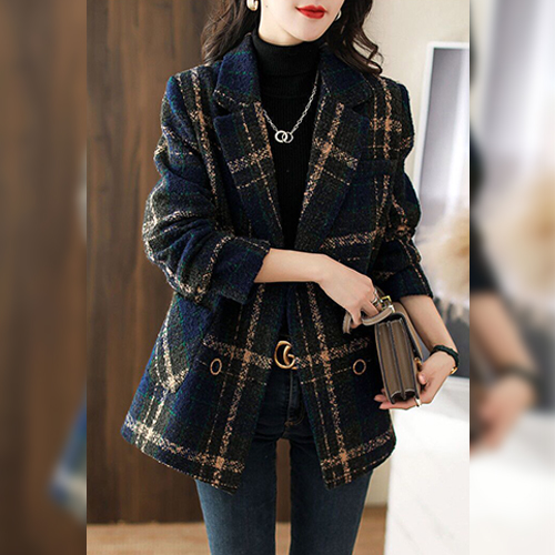 ◈[당일발송] 빈티지 포멀 체크 카라 자켓