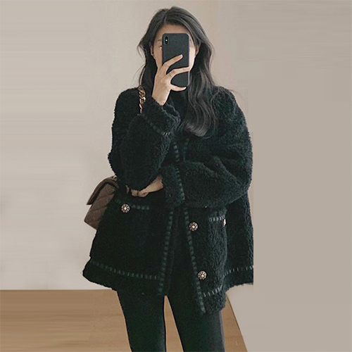 ★일요특가 자정마감 50%★럭셔리 금장 양털 루즈핏 자켓