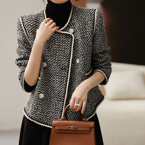 더블버튼 포멀 트위드 자켓