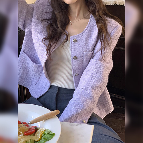 ◈[당일발송] 노카라 파스텔 트위드 자켓