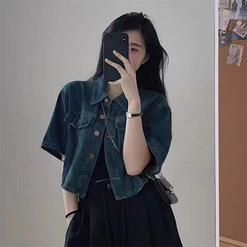 ★자정마감 19990원★크롭 셔츠 반팔 데님 자켓