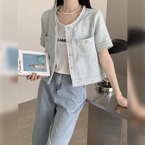 ◈[당일발송] 썸머 크롭 트위드 반팔 자켓