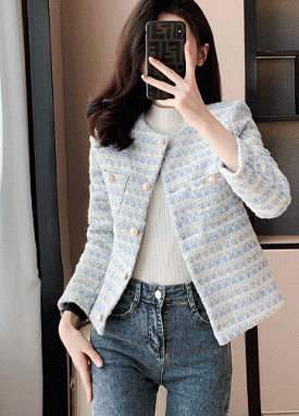 스카이 진주 트위드 자켓