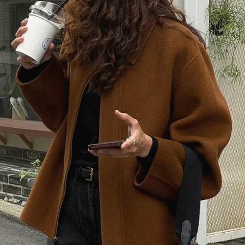 ◈[당일발송] 심플 집업 모직 자켓