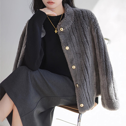 [당일발송] 세련된 금장 양모 퍼 자켓 [쿠폰 적용 제외]