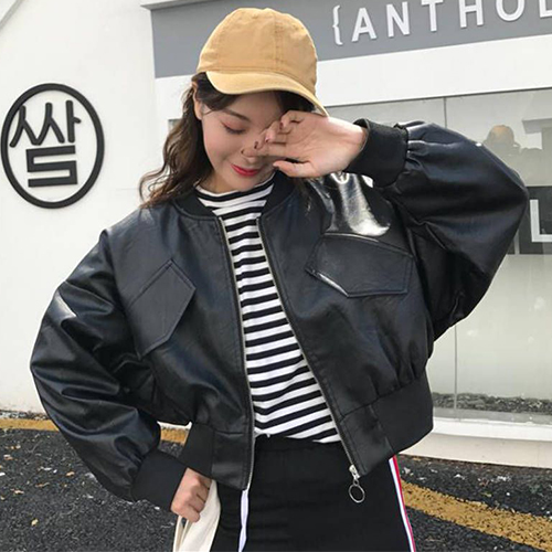 캐주얼 루즈핏 레더 자켓