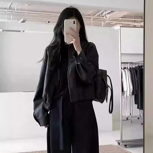 루즈핏 블랙 레더 자켓