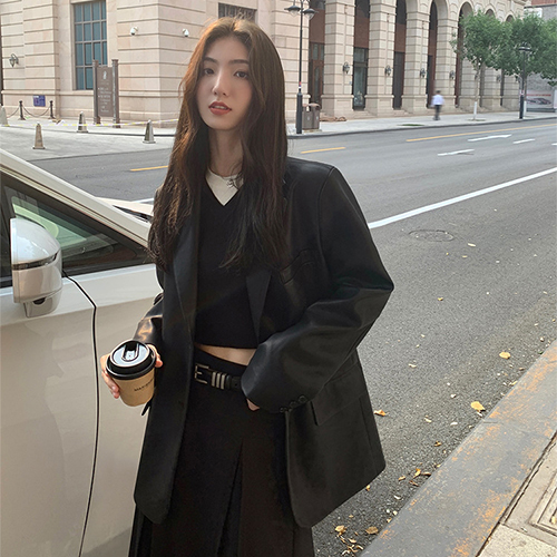 빈티지 레더 블레이저 자켓