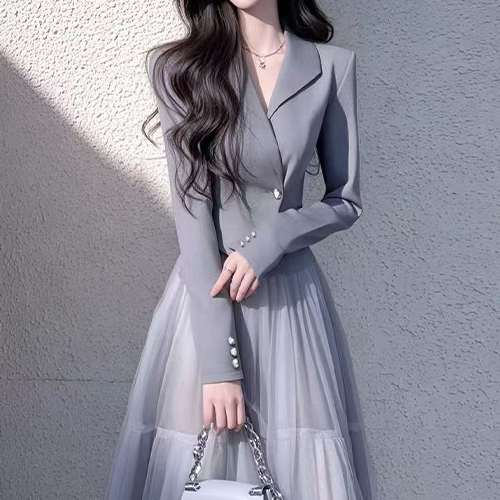 ★토요특가 자정마감 50%★하트버튼 카라 자켓&셔링 A라인 스커트 2SET