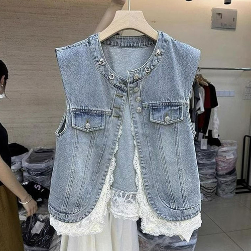 레이스 데님 베스트