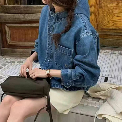 원포켓 캐주얼 후드 데님 자켓