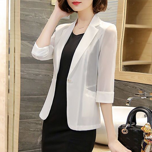 ◈[당일발송] 테일러드 카라 시스루 소매 자켓