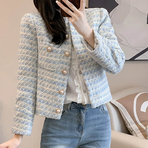 ◈[당일발송] 진주 버튼 클래식 트위드 자켓