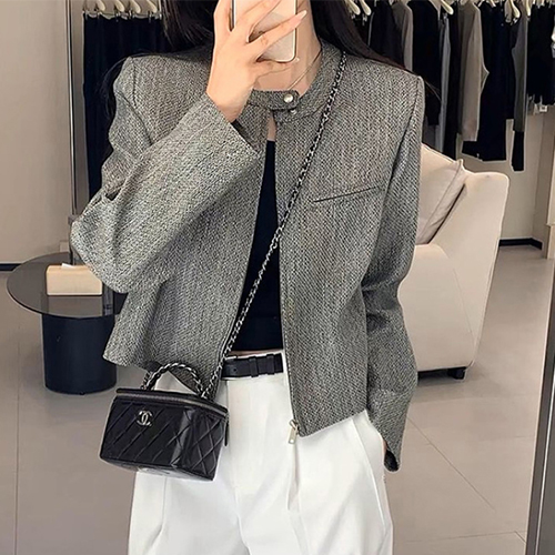 [당일발송]세련된 그레이 집업 포멀 자켓