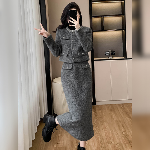 ★금요특가 자정마감 50%★세련된 울터치 격식룩 자켓&스커트 SET