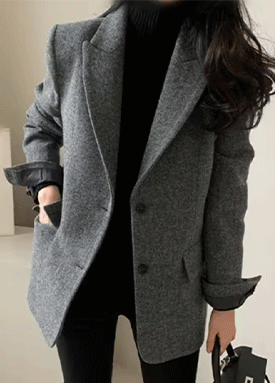 모던 헤링본 테일러드 투버튼 자켓