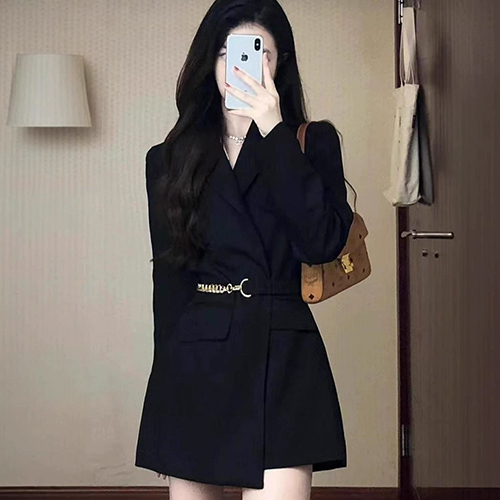 체인 벨트 블랙 테일러드 자켓