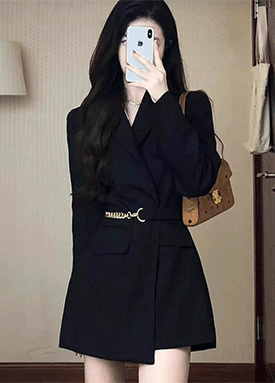 체인 벨트 블랙 테일러드 자켓