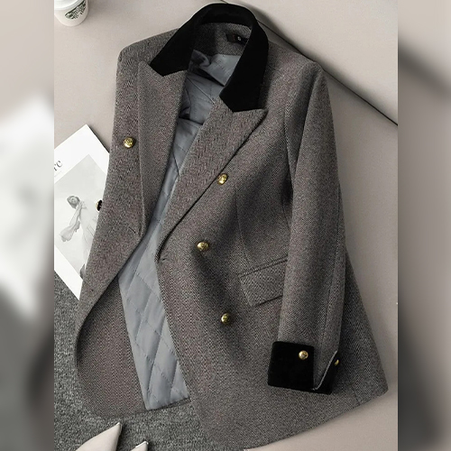 ★토요특가 자정마감 50%★그레이 배색 테일러드 모직 자켓