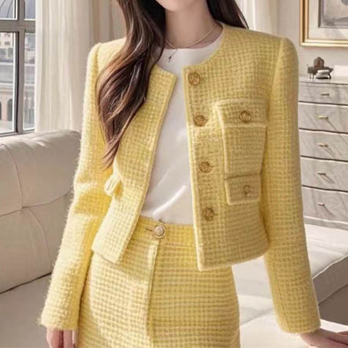 [당일발송]★목요특가 자정마감 50%★옐로우 크롭 트위드 자켓