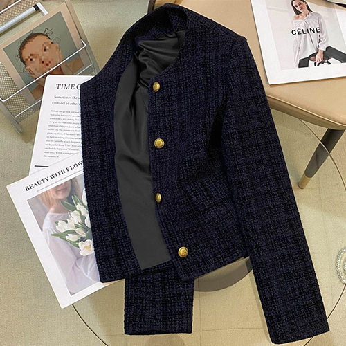 클래식 격식룩 금장 트위드 자켓