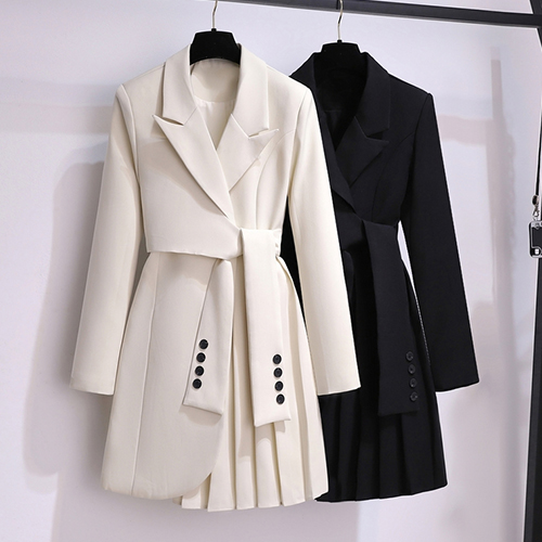 테일러드 플리츠 롱 정장 자켓