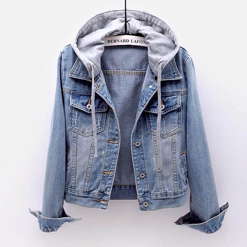 캐주얼 탈부착 후드 데님 자켓