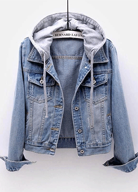 캐주얼 탈부착 후드 데님 자켓