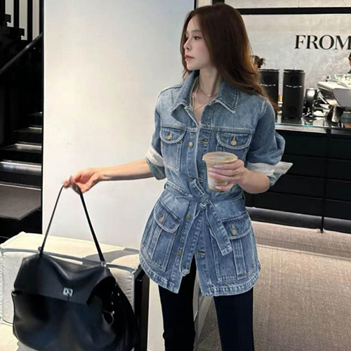 ◈[당일발송] 벨트 포켓 워시드 데님 자켓