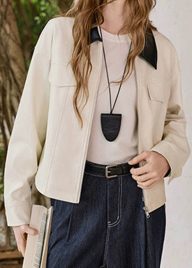 시크 투웨이 집업 레더 자켓