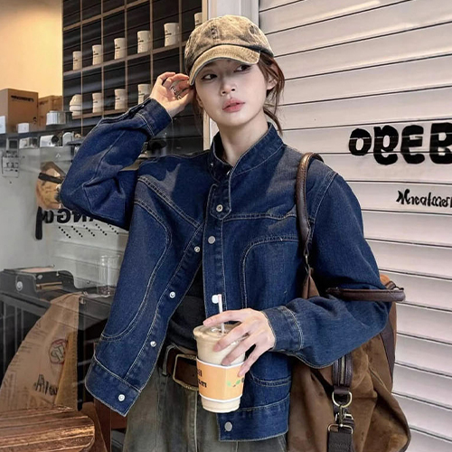 베이직 스티치 캐주얼 데님 자켓