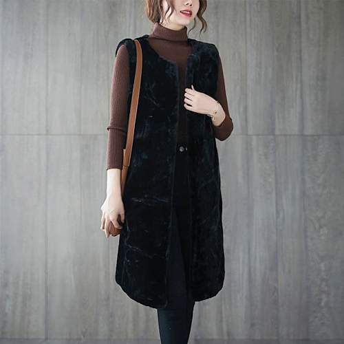 [재입고] 블랙 에코 퍼 베스트